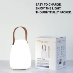 Lámpara de mesa LED recargable Ruby, altura 16 cm, plástico, USB