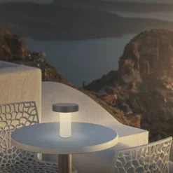 lámpara de mesa LED recargable Bito, antracita/blanco, altura 20 cm, IP44