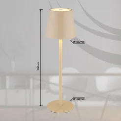 Lámpara de mesa LED recargable Vannie, color arena, altura 36 cm, IP44