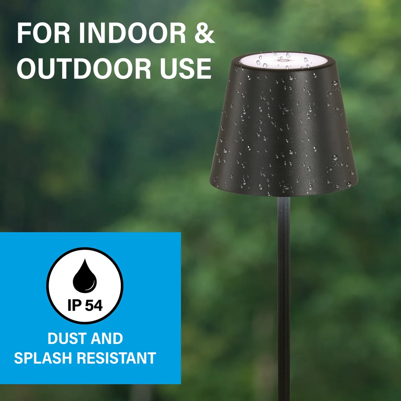 Lámpara de mesa LED recargable Viletto, negra, IP54