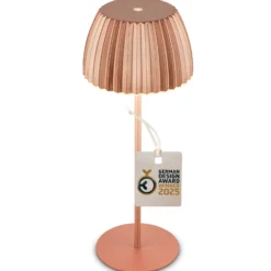 Lámpara de mesa LED recargable Brilo unplugged Riffle, 36 cm, cobre