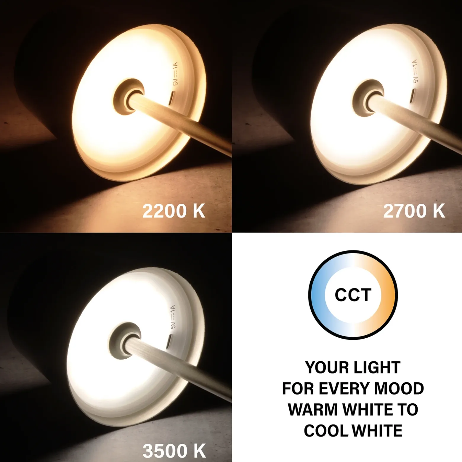 Lámpara de mesa LED recargable Roxi, color níquel, metal, IP54, atenuador