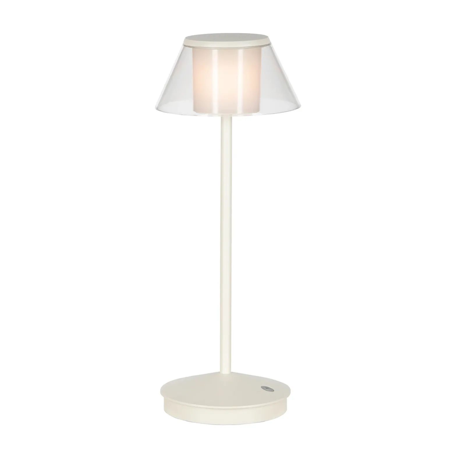 Lámpara de mesa LED recargable K5, blanca, aluminio, IP54, atenuable