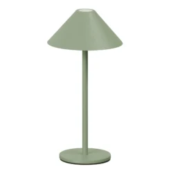 Lámpara de mesa LED recargable Prato, verde salvia, altura 25 cm, metal, IP54