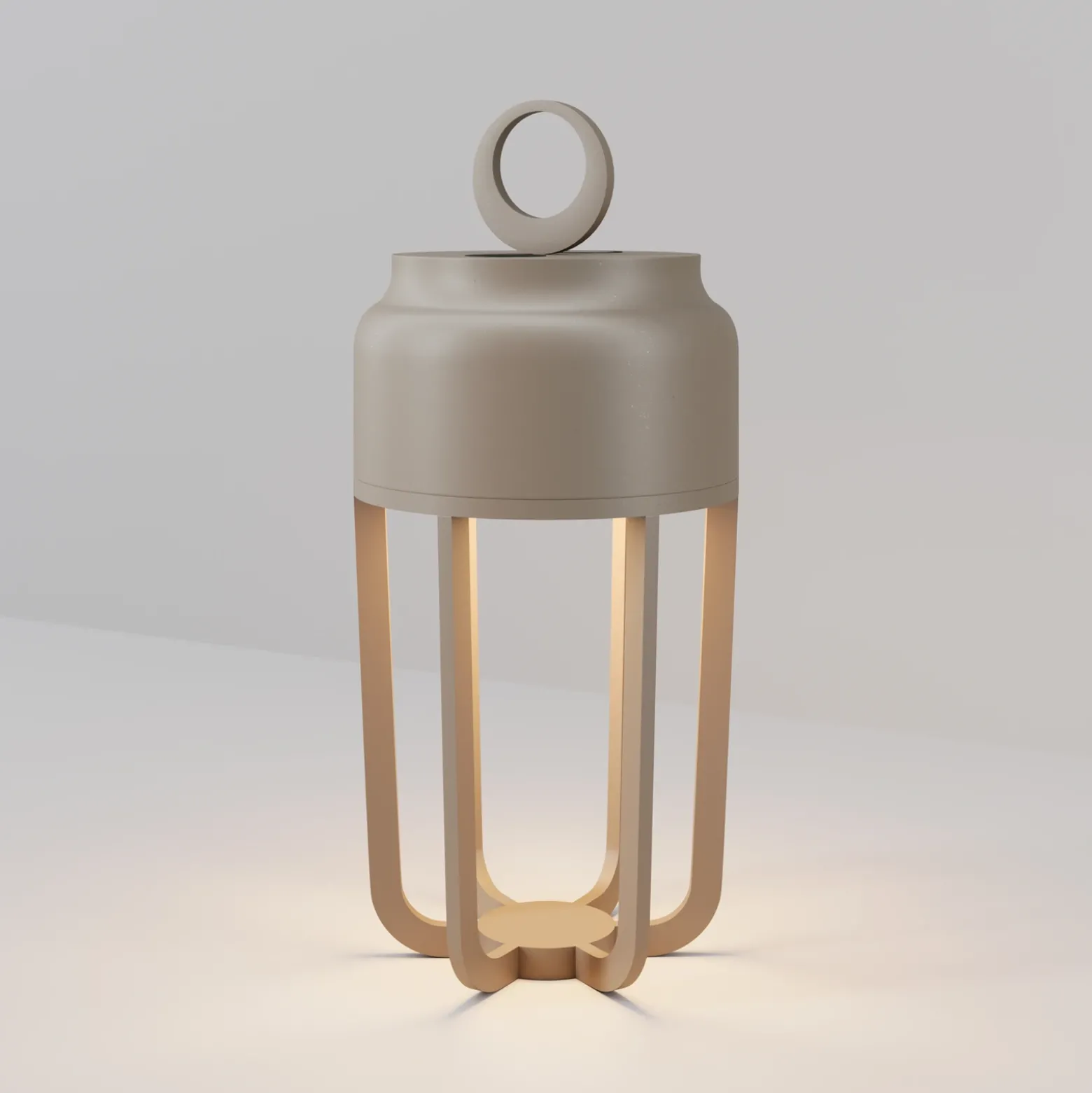 Lámpara de mesa LED recargable Vetra, color beige, altura 22 cm, metal, IP54,