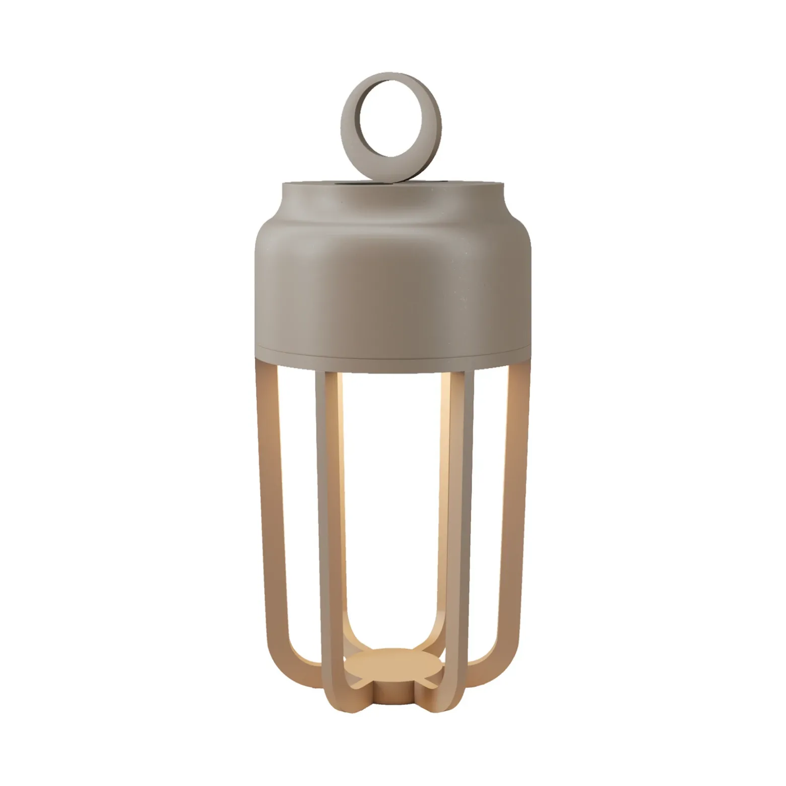 Lámpara de mesa LED recargable Vetra, color beige, altura 22 cm, metal, IP54,