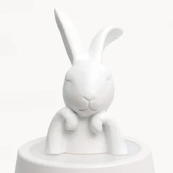 Lámpara de mesa LED recargable KARE Animal Rabbit, blanca, IP54, 29 cm