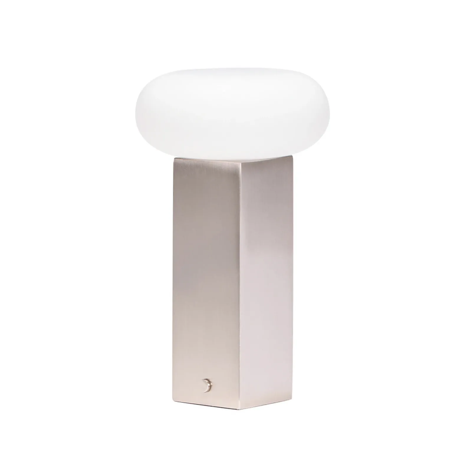 Lámpara de mesa LED recargable LOW, color níquel, altura 20 cm, metal