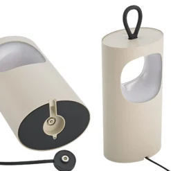 Lámpara de mesa LED recargable Lunari, beige, 16 cm, metal, CCT IP44