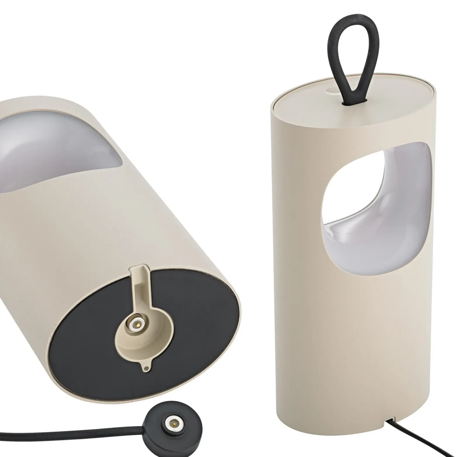Lámpara de mesa LED recargable Lunari, beige, 16 cm, metal, CCT IP44