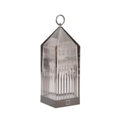 Lámpara de mesa LED recargable Kartell Lantern, color humo, material reciclado,