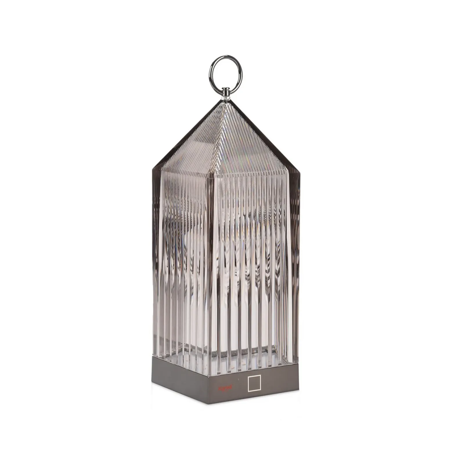 Lámpara de mesa LED recargable Kartell Lantern, color humo, material reciclado,