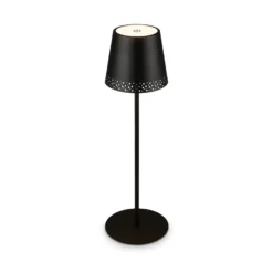 Lámpara de mesa LED recargable Kiki, negra, IP44, 3.000K