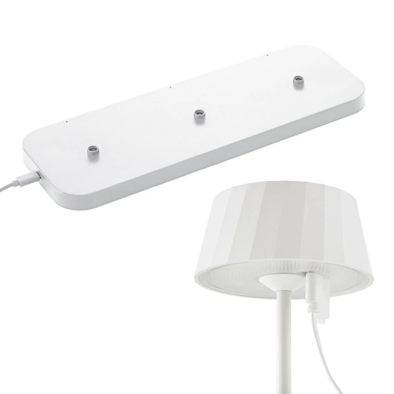 Lámpara de mesa LED recargable Facetta, juego de 3, blanco, 22 cm, IP44