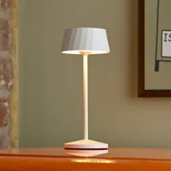 Lámpara de mesa LED recargable Facetta, juego de 3, blanco, 22 cm, IP44