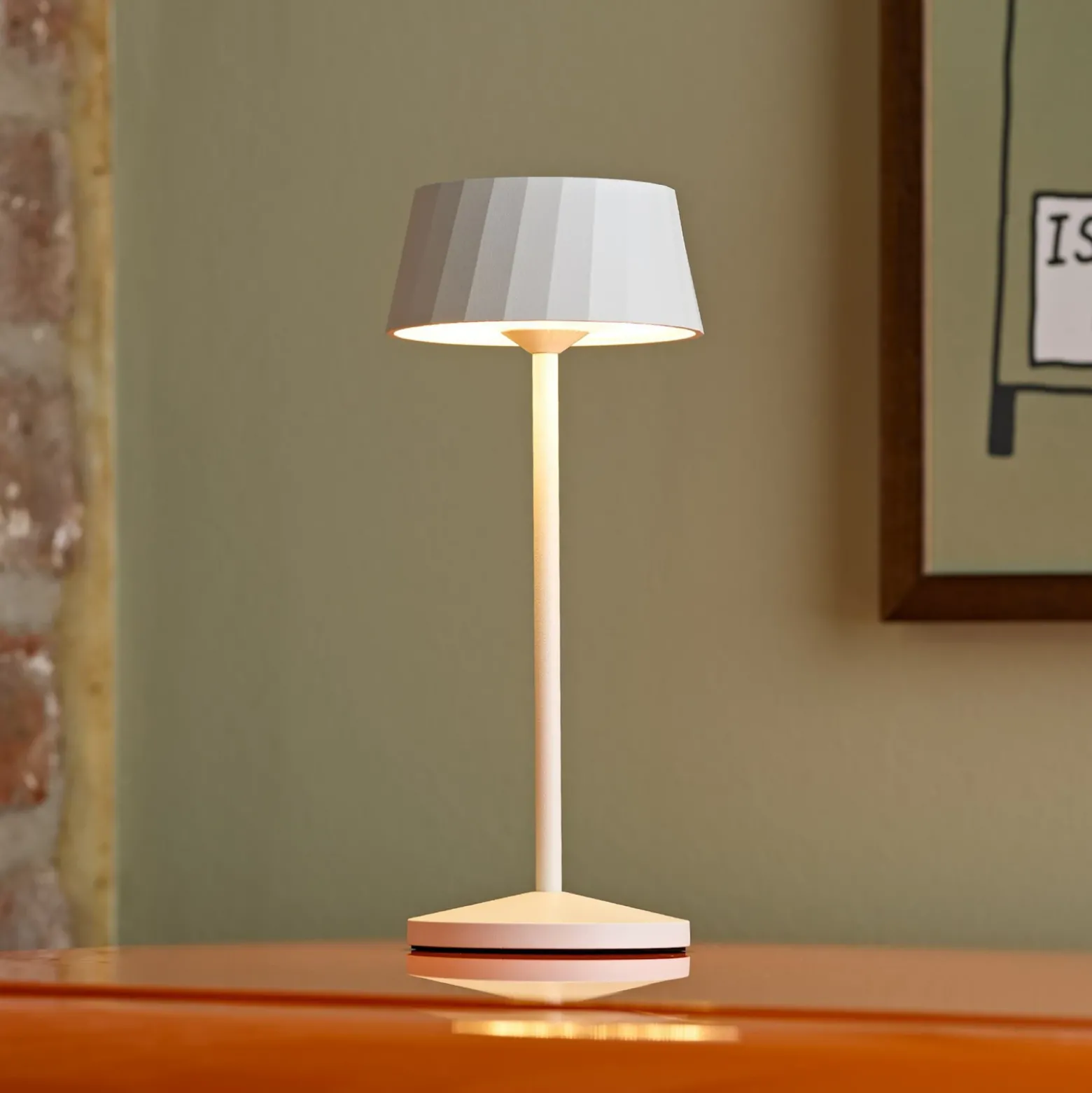 Lámpara de mesa LED recargable Facetta, juego de 3, blanco, 22 cm, IP44