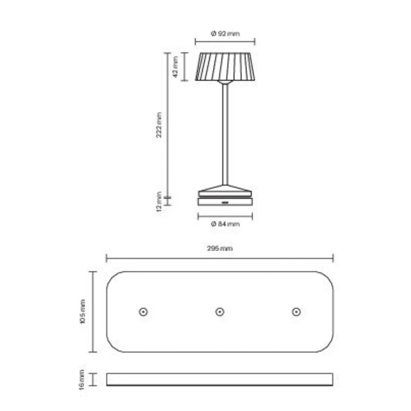 Lámpara de mesa LED recargable Facetta, juego de 3, blanco, 22 cm, IP44