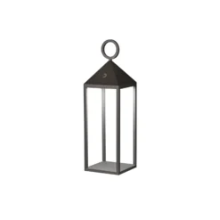 Lámpara de mesa LED recargable Argus, gris oscuro, aluminio/PMMA, altura