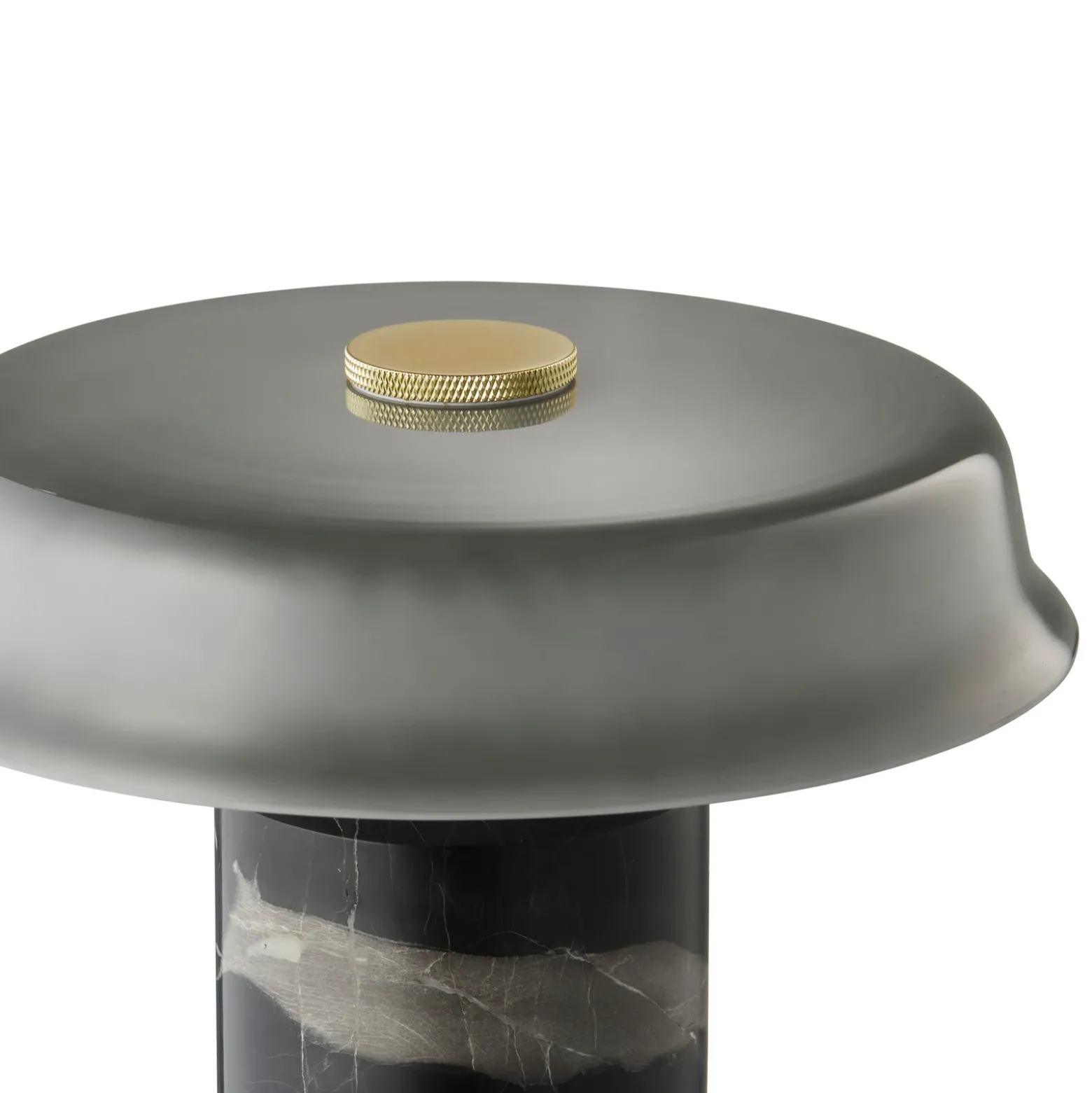 Lámpara de mesa LED recargable Trip No. 2, gris ceniza/gris, mármol, cristal