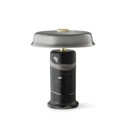 Lámpara de mesa LED recargable Trip No. 2, gris ceniza/gris, mármol, cristal