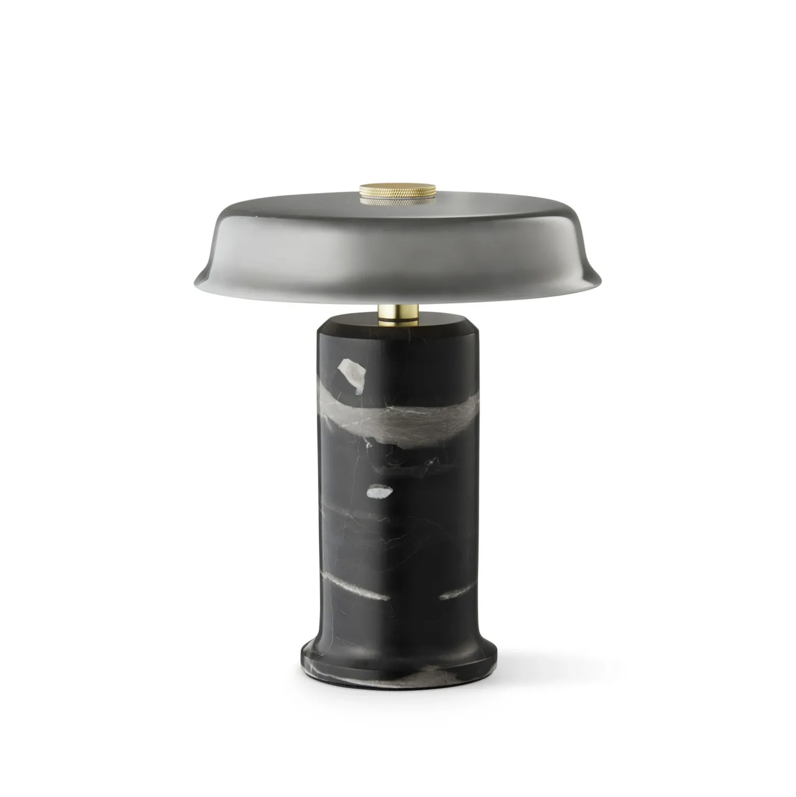 Lámpara de mesa LED recargable Trip No. 2, gris ceniza/gris, mármol, cristal