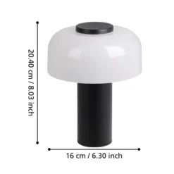 Lámpara de mesa LED recargable Ponente, Ø 16 cm, negro/blanco, CCT