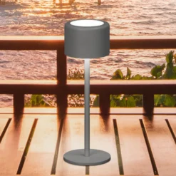 Lámpara de mesa LED recargable Juna, gris arena Altura 25 cm Metal, IP54