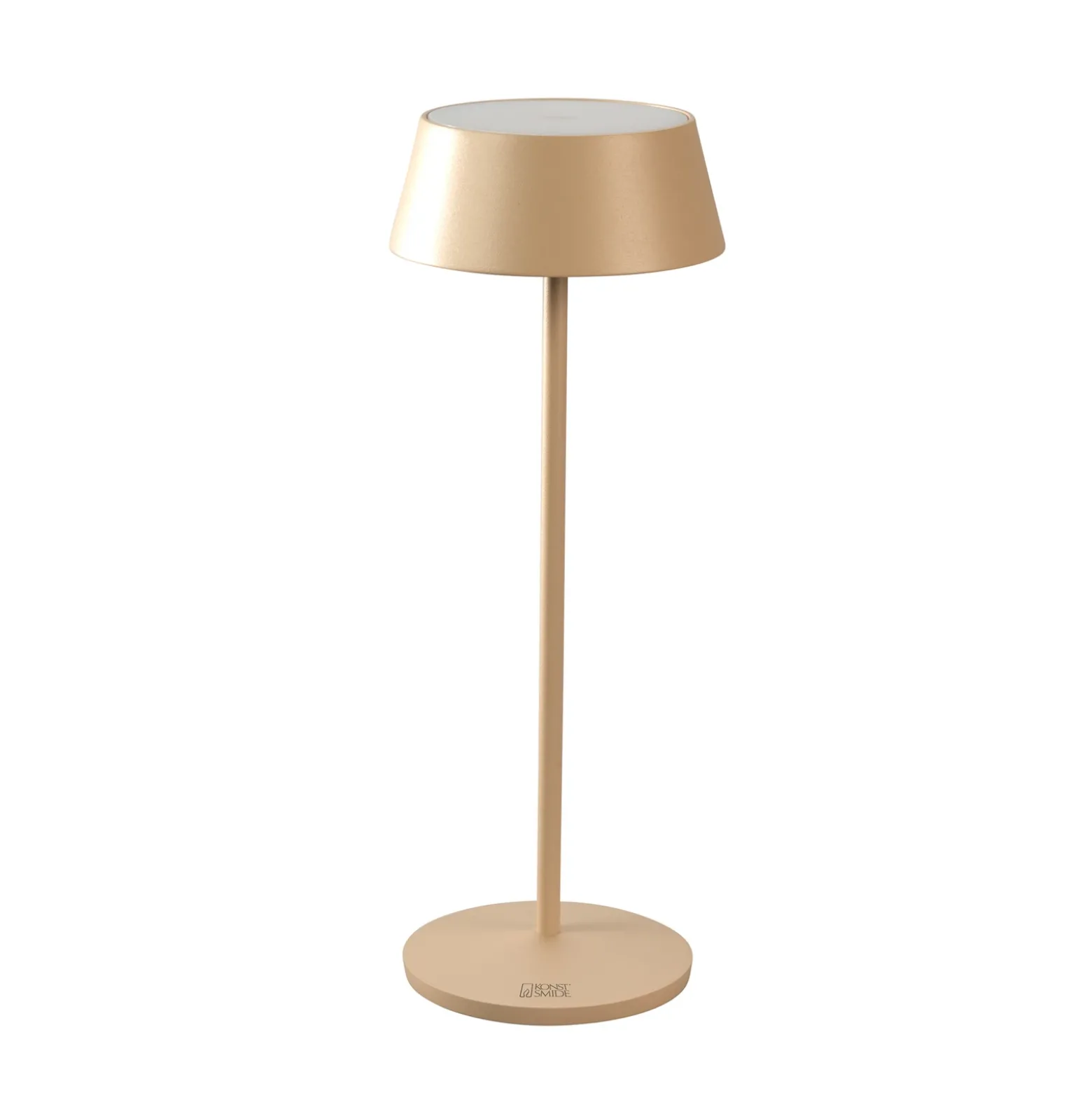 Lámpara de mesa LED recargable Menton, color arena, altura 27 cm, IP54, USB