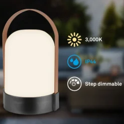 lámpara de mesa LED recargable ASA BIG, antracita/marrón Altura 24 cm IP44