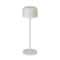Lámpara de mesa LED recargable Lille, altura 36 cm, blanca, IP54, USB