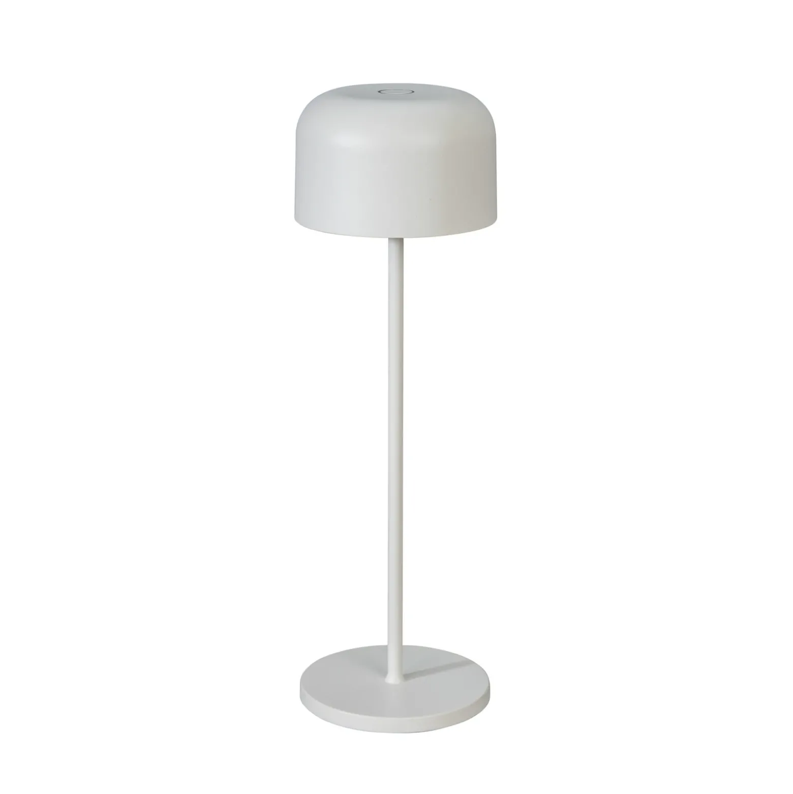 Lámpara de mesa LED recargable Lille, altura 36 cm, blanca, IP54, USB
