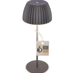 Lámpara de mesa LED recargable Brilo unplugged Riffle, 36 cm, antracita