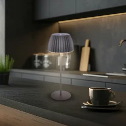 Lámpara de mesa LED recargable Brilo unplugged Riffle, 36 cm, antracita