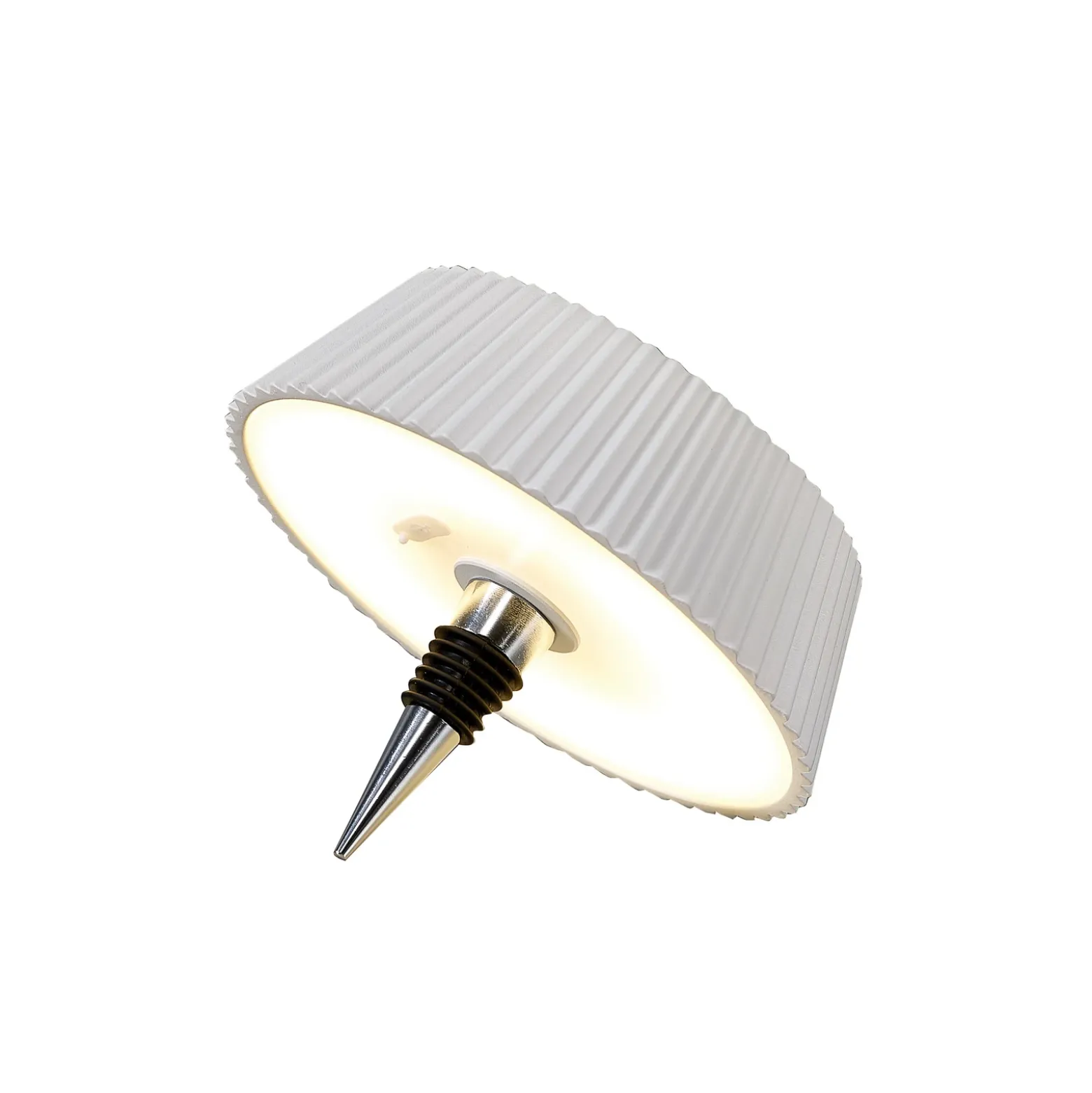 Lámpara de mesa LED Relax, blanca, tapa de botella, batería recargable
