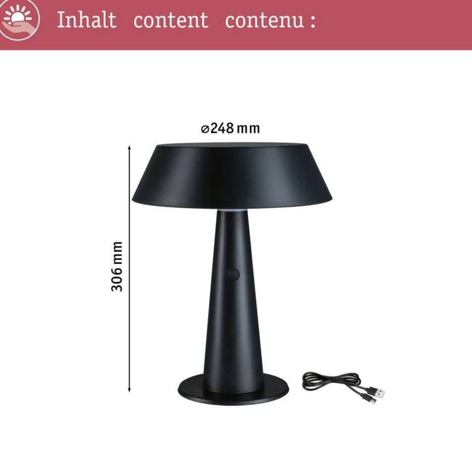 Lámpara de mesa LED Soala de Paulmann, color antracita, 31 cm, IP44