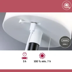 lámpara de mesa LED solar Bartja de Paulmann, negra, IP44 atenuable