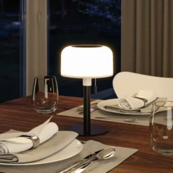 lámpara de mesa LED solar Bartja de Paulmann, negra, IP44 atenuable