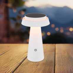 Lámpara de mesa LED solar 36624, blanca, batería recargable, CCT, IP54,