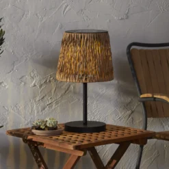 Lámpara de mesa LED solar Cesta 48cm marrón/negro plástico/metal