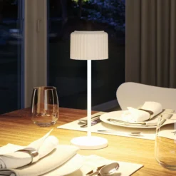 lámpara de mesa LED solar Else de Paulmann, blanca, IP44, atenuable