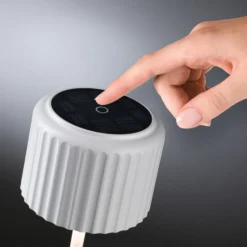 lámpara de mesa LED solar Else de Paulmann, blanca, IP44, atenuable