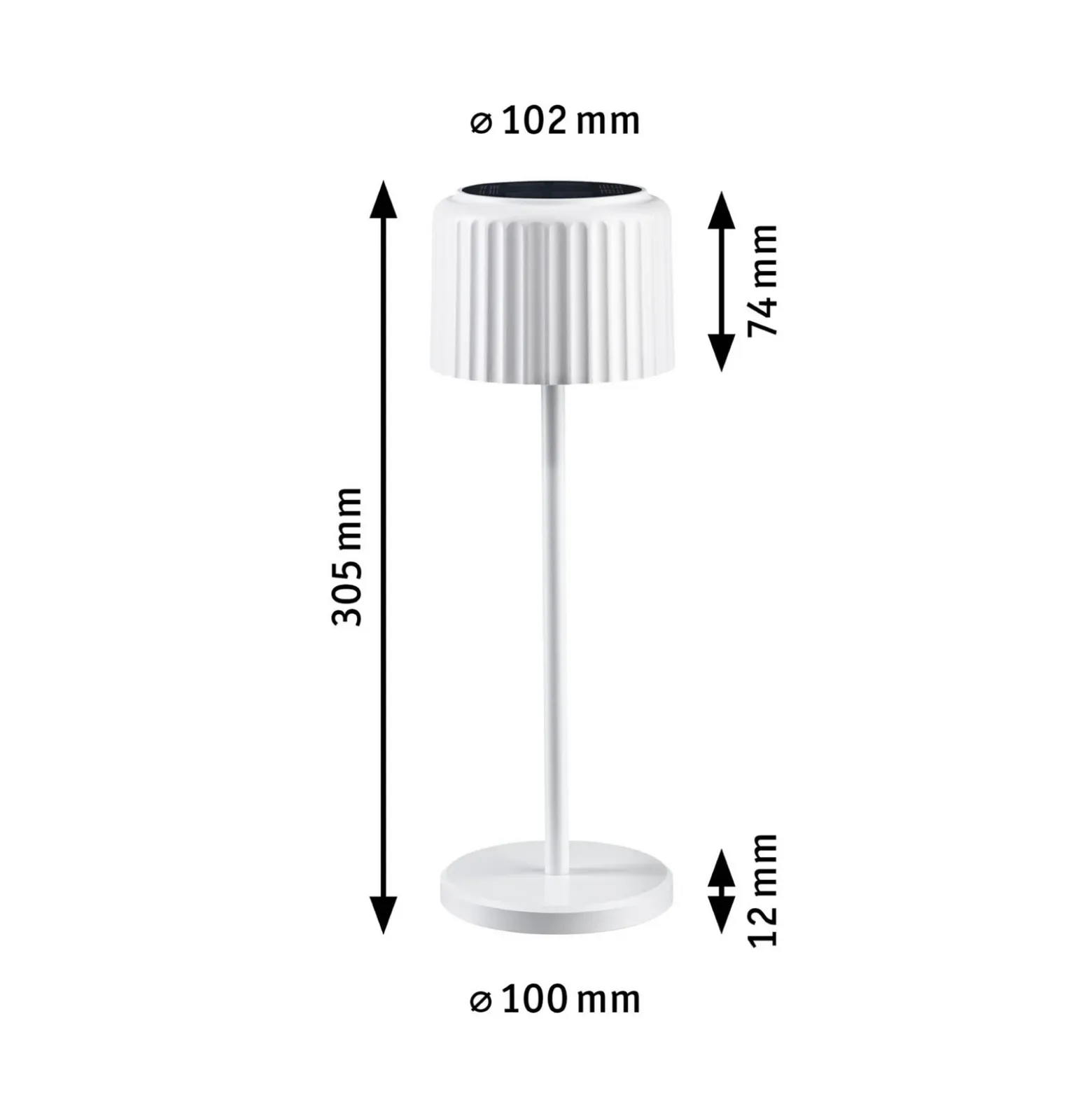 lámpara de mesa LED solar Else de Paulmann, blanca, IP44, atenuable