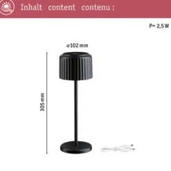 lámpara de mesa LED solar Else de Paulmann, negra, IP44 atenuable