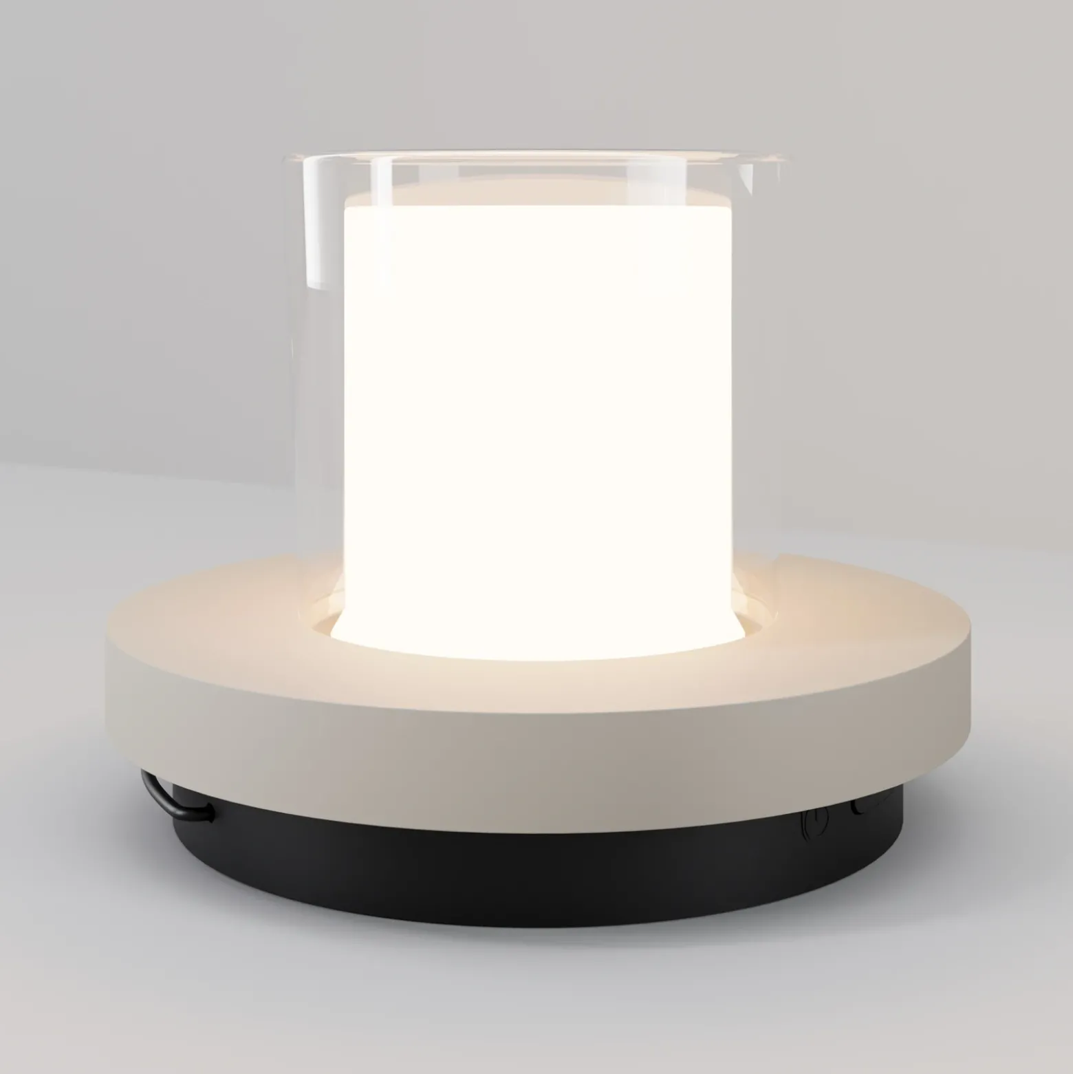 Lámpara de mesa LED solar Lantra, blanca, altura 10 cm, IP44, con atenuador de