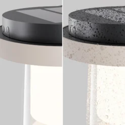 Lámpara de mesa LED solar Lantra, blanca, altura 10 cm, IP44, con atenuador de