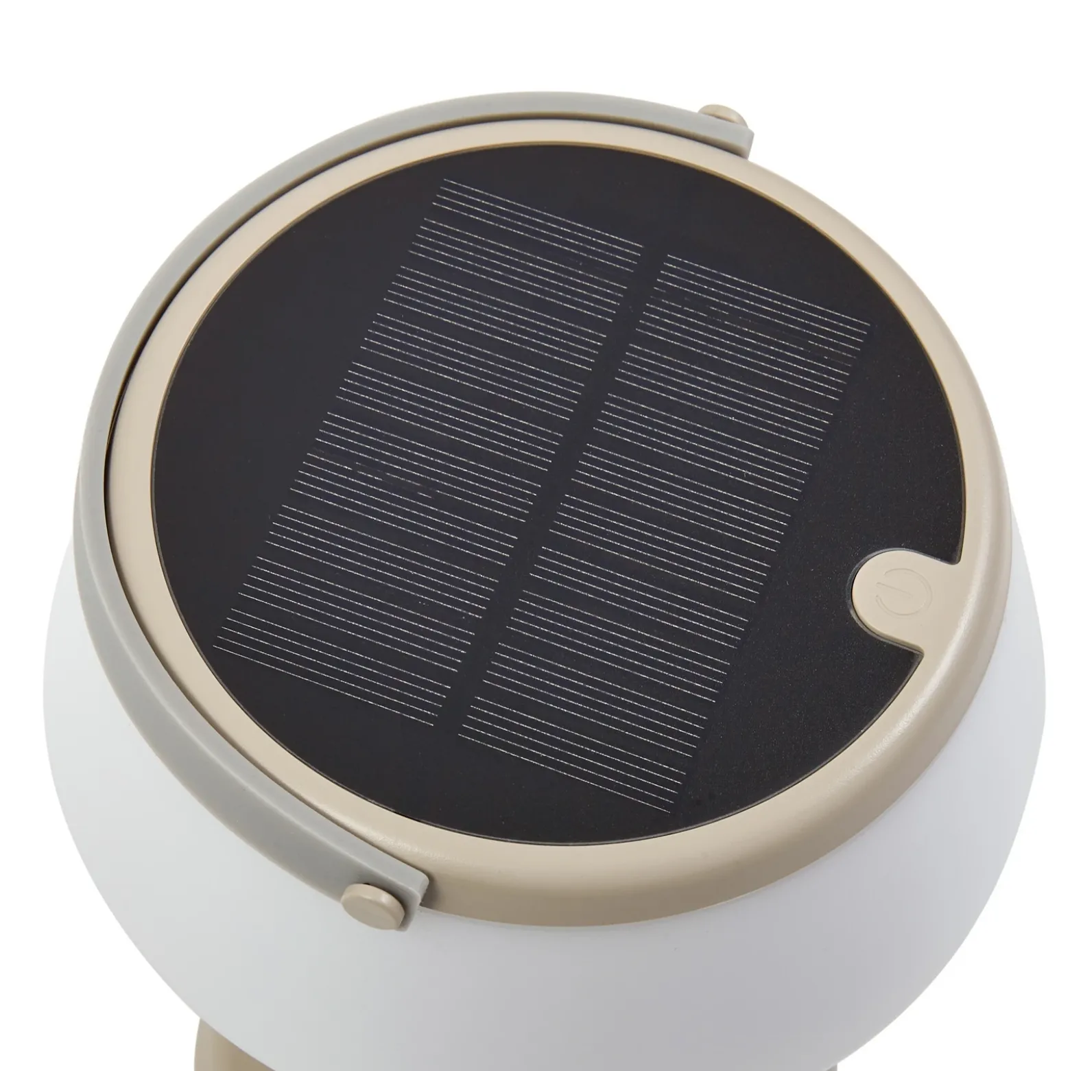 Lámpara de mesa LED solar Lindby Mikkel, beige, atenuable, 7 cm