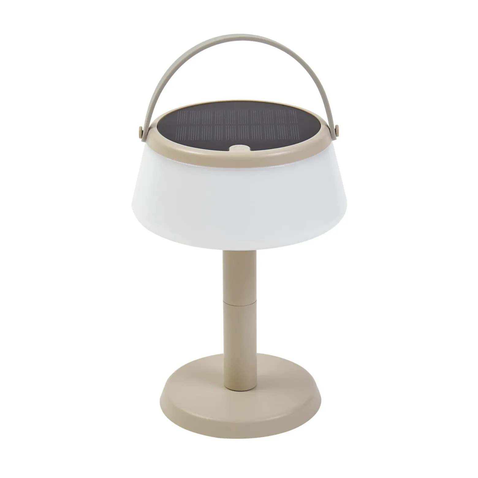 Lámpara de mesa LED solar Lindby Mikkel, beige, atenuable, 7 cm