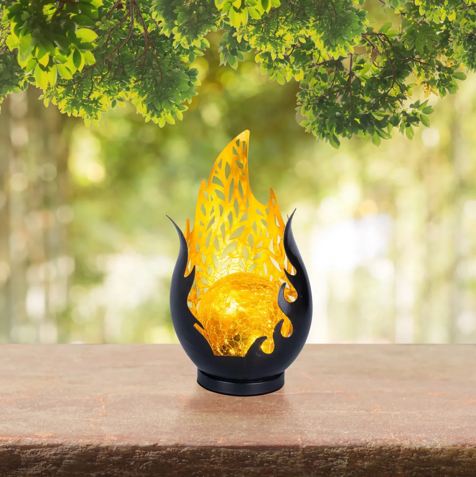 Lámpara de mesa LED solar 36534, negro, dorado, metal, cristal