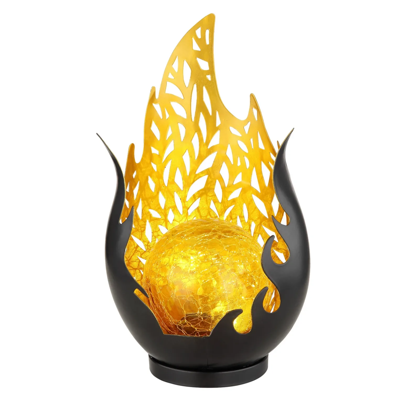 Lámpara de mesa LED solar 36534, negro, dorado, metal, cristal