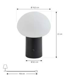 Lámpara de mesa Lindby LED recargable Zelie, negra, aluminio, IP44